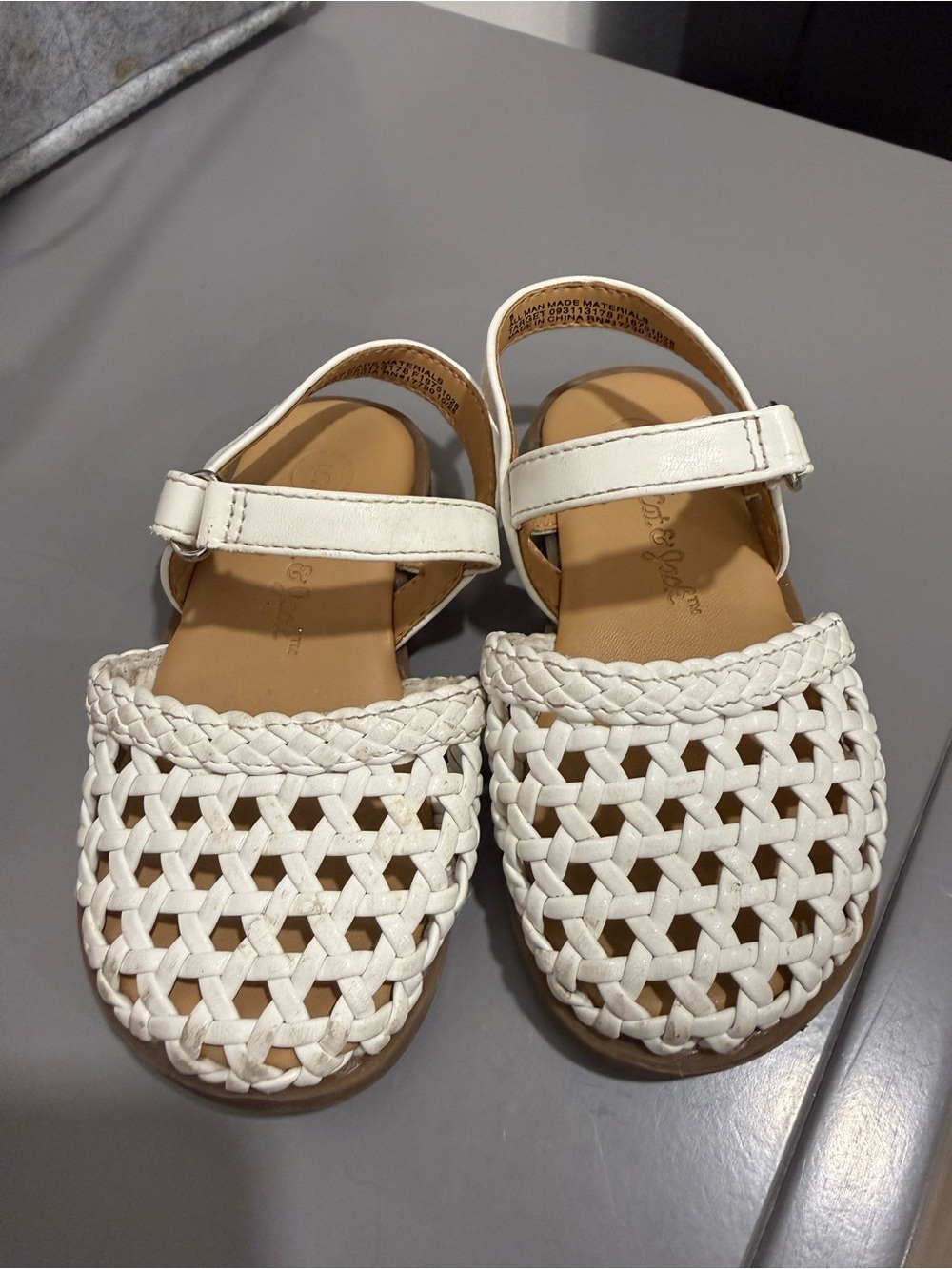 Cat & Jack White Braided Kids Sandals with Ankle Strap